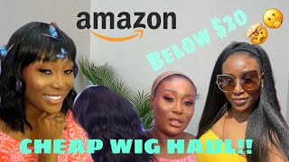 TESTING CHEAP AMAZON  WAVY SYNTHETIC  WIG WITH NATURAL BANGS ||AMAZON FAVORITE |Garbie'Signature