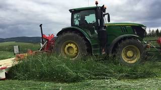 John Deere 6175 R with Kuhn Triple Mower