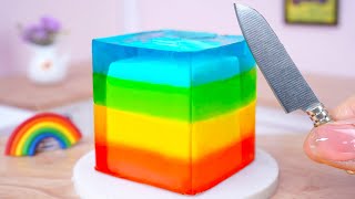 Mini Rainbow Jelly 🌈 Sweet Miniature Rainbow Jelly Cake Decorating 🌈 Tiny Dessert Idea By Mini Cakes