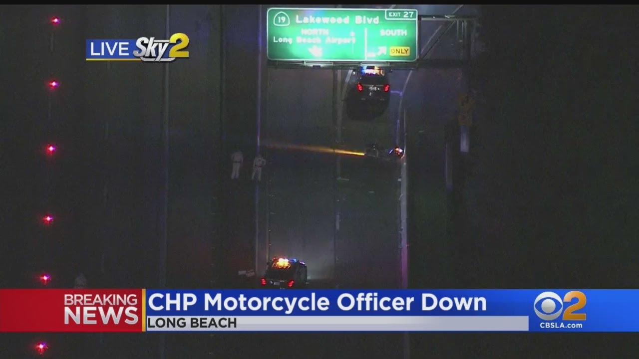 CHP Motorcycle Officer Injured On 405 Freeway In Long Beach - YouTube