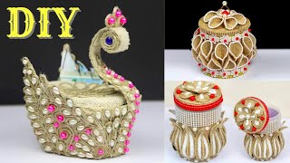 3 Beautiful Jwellery Box With Jute & Plastic Bottle | Jute Craft Ideas | DIY Jwellery Organizer Box