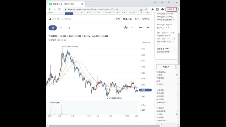 004150한솔홀딩스 주가 전망 및 차트 분석