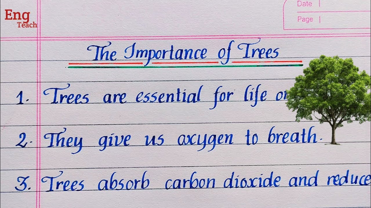 Importance of trees essay | essay on tree | essay writing | handwriting |  writing | Eng Teach
