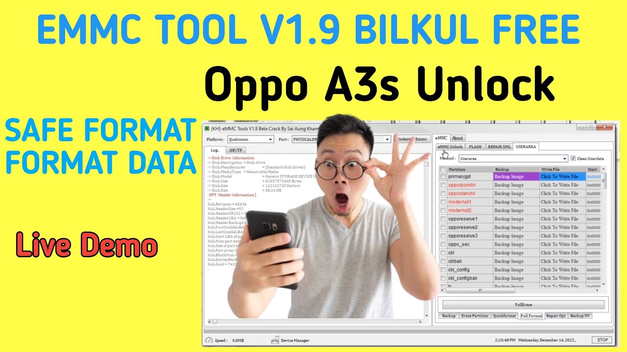 emmc Tool V1.9 Bilkul Free 🔥2022/ Oppo A3s Tool test
