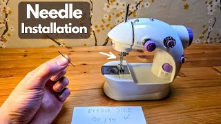 How to Change Needle on MINI Sewing Machine SM-202A - Remove & Install Sewing Needle + Needle Size