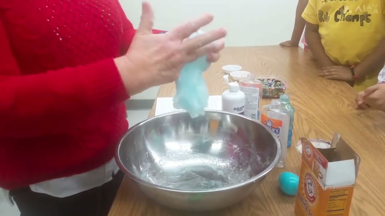 Slime making with Baking soda , Glue and saline solution