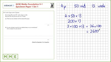 GCSE Maths EDEXCEL Specimen Set 1 Foundation     Paper 1   Q14 Estimations