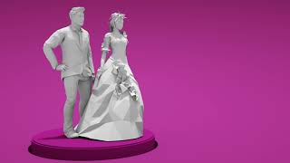 3d groom and bride spin- жених и невеста-FOOTAGE