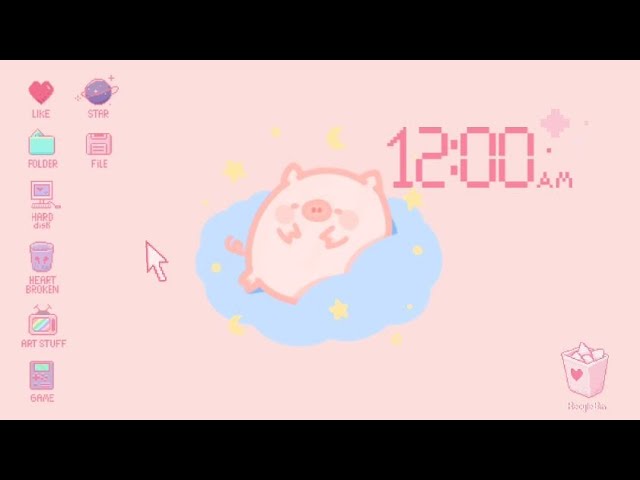 Aesthetic pink computer intro template, No text