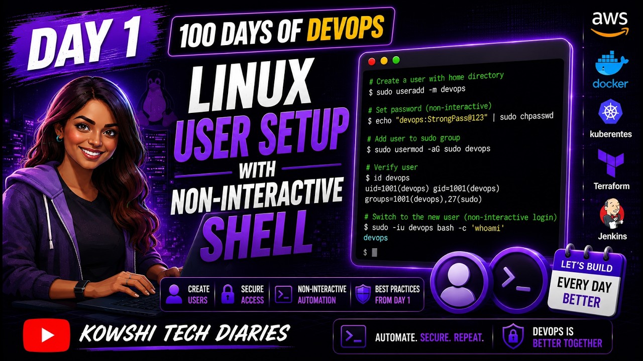Day 1: Linux User Setup with Non-Interactive Shell | KodeKloud # ...