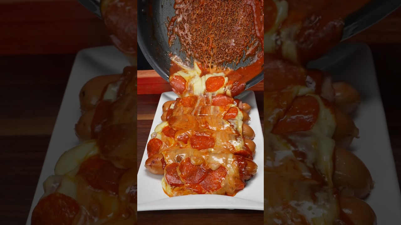 ไส้กรอกซอสพิซซ่า 🍕 #asmr #shorts