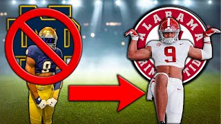 #1 DE DECOMMITS From NOTRE DAME...Heading To ALABAMA???