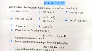 Class 12th Maths Chapter 5 Exercise 5.2 NCERT solutions | continuity and differentiability | CBSE