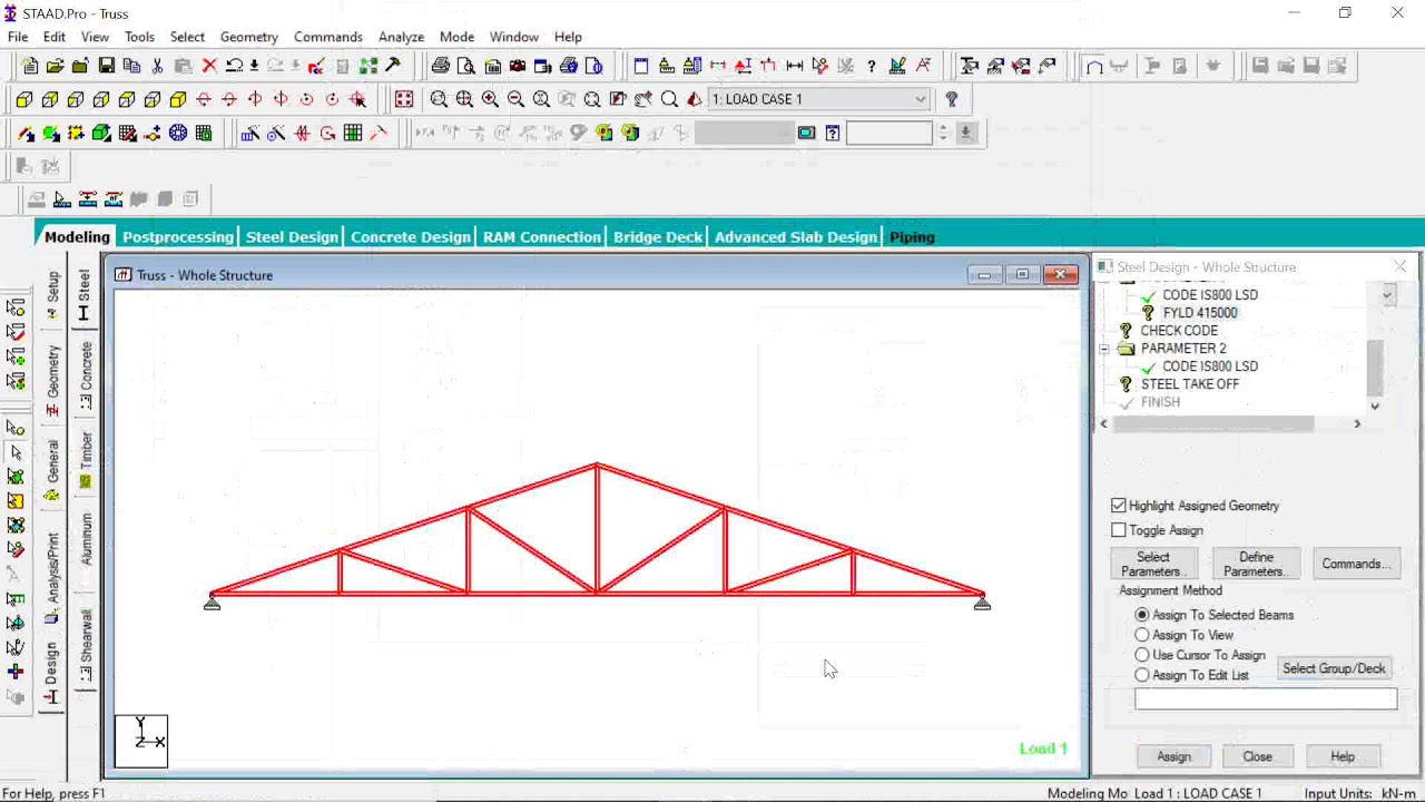 Staadpro - Analysis and Design of Truss - YouTube