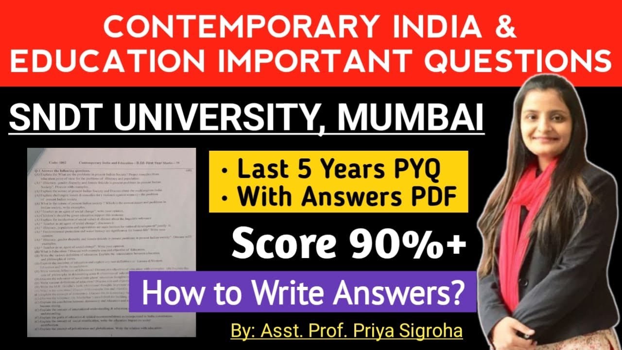 SNDT Contemporary India and Education Important Questions for B.Ed. Exams | SNDT University, Mumbai