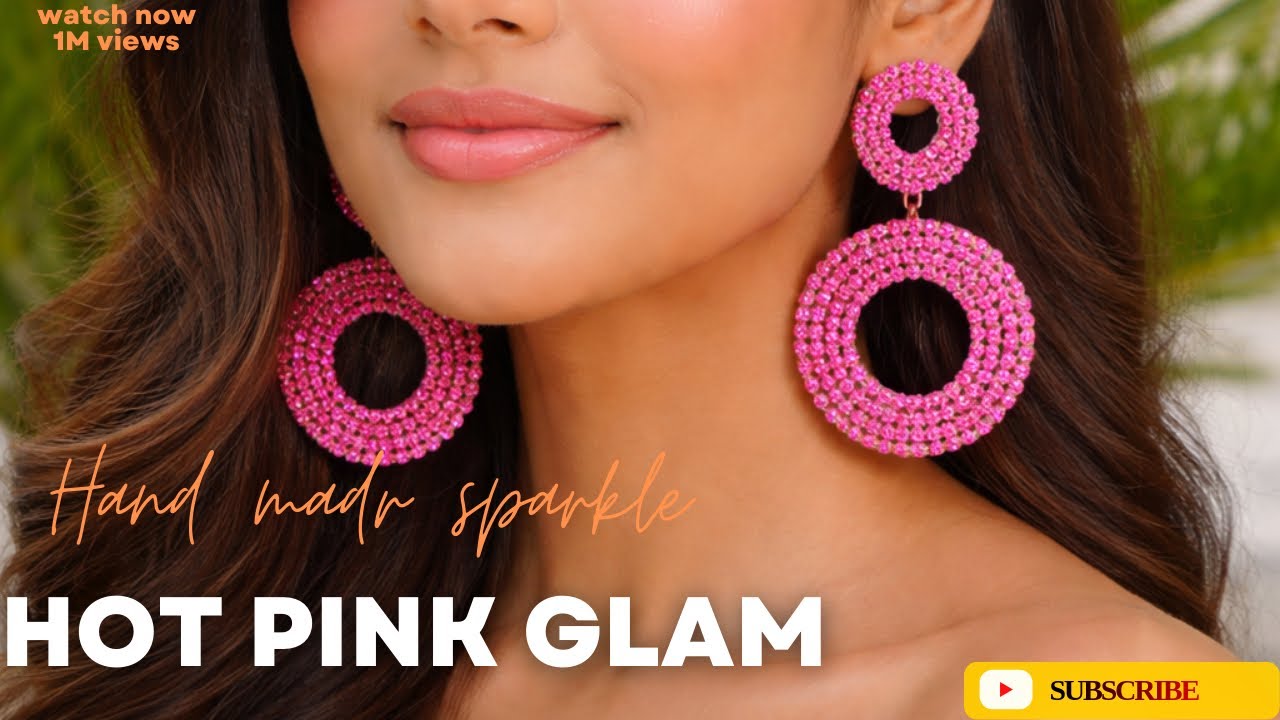 Pink Statement Earrings 💖 | Trendy Double Hoop Earrings for Wedding & Party Wear