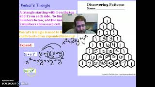 Precal U6T1L3 - Pascals Triangle for binomials coefficients