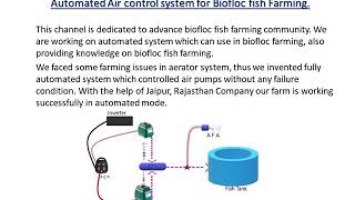 Automated Air control system for Biofloc fish Farming