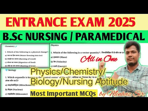 Bsc nursing entrance exam 2025 | Bsc nursing PYQs Question Imp MCQs for ...
