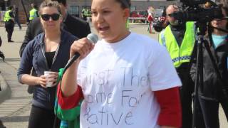 Trump protester Johanna Heinemanpieper speaks day after arrest in Janesville