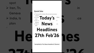 today headlines - 27 february 2026 #shorts #ytshorts #news #4newsheadlines