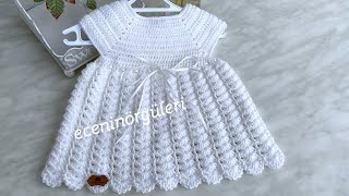 Çok Kolay Ve Gösterişli Bebek Elbisesi Pamuk Şekeri Elbise Tığ Işi Güzel Elbise 3 Ay