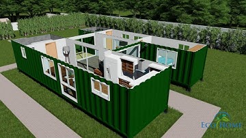 SCH15 2 x 40ft Custom Container Home with Breezeway 3D render video