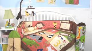 1234 Jungle Friends Baby Crib Nursery Bedding Set ; Neutral Nursery Bedding