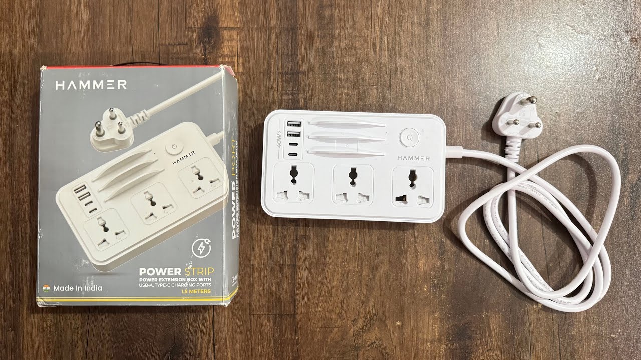 HAMMER POWER STRIP EXTENSION BOX WITH 2 X USB-A, 2 X TYPE-C CHARGING PORTS 1.5 METERS” ⚡🔌