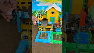 😍 Handmade Mini Tractor Doing Real Cement Work | Mini Bricks Construction Project #shorts