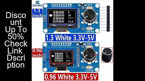 0.96/1.3 inch 3.3V/5V White oled display screen combined with EC11 rotary encoder module IIC interfa