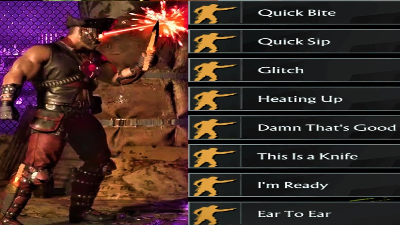 Mk11 kano All Unlockable Taunts Showcase YouTube