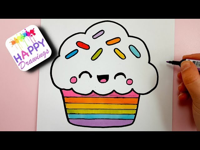 How to Draw a Kawaii Cup Cake in 6 Steps : Learn To Draw
