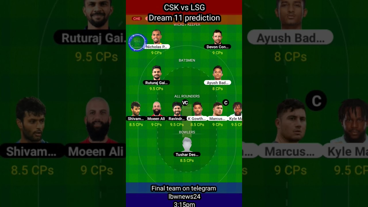 CSK vs LSG Dream 11 team Prediction, Chennai vs Lucknow dream 11 team 