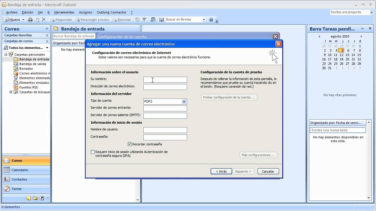 Como configurar: Cuenta de correo en Microsoft Outlook 2007 - YouTube