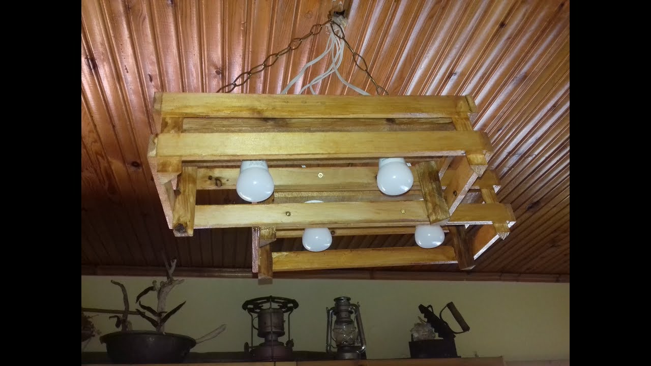 How To Make A Crate Ceiling Light Rustic Youtube