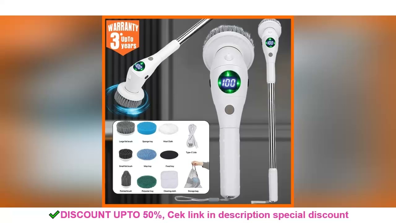 8-in-1 Multifunctional Electric Cleaning Brush Bathroom Kitchen Brush Cleaning  With LED NightLight