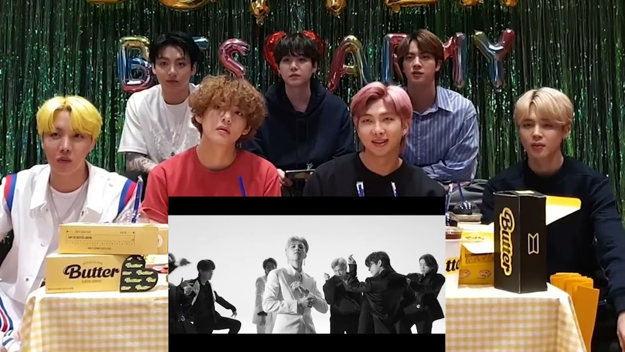 BTS REACTING TO 'BUTTER' OFFICIAL MV LIVE 💜😍 - YouTube