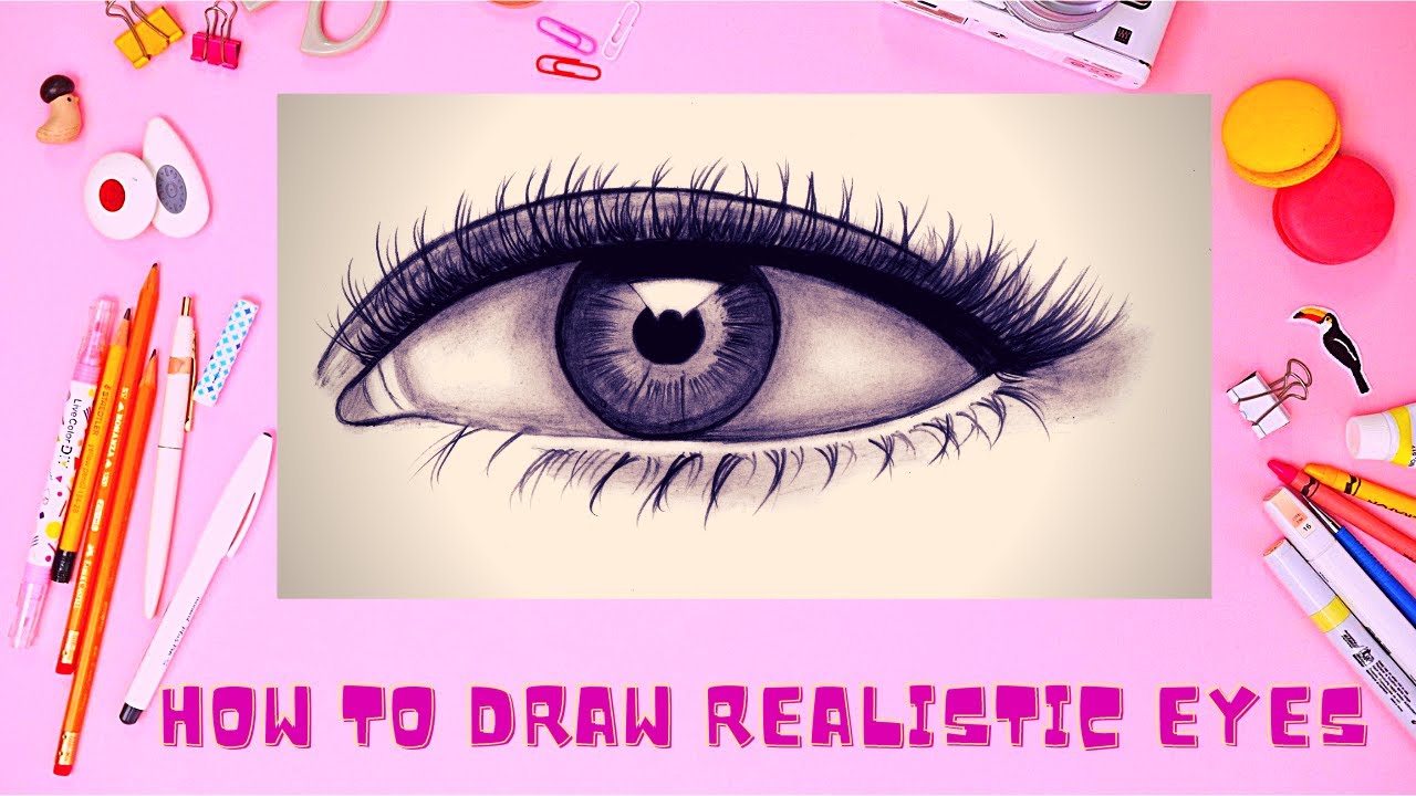 How to draw Realistic Eyes step by step for beginners|| lively eyes ...