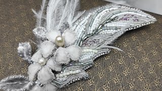 brooch feather/ Брошь перо. вышивка бисером