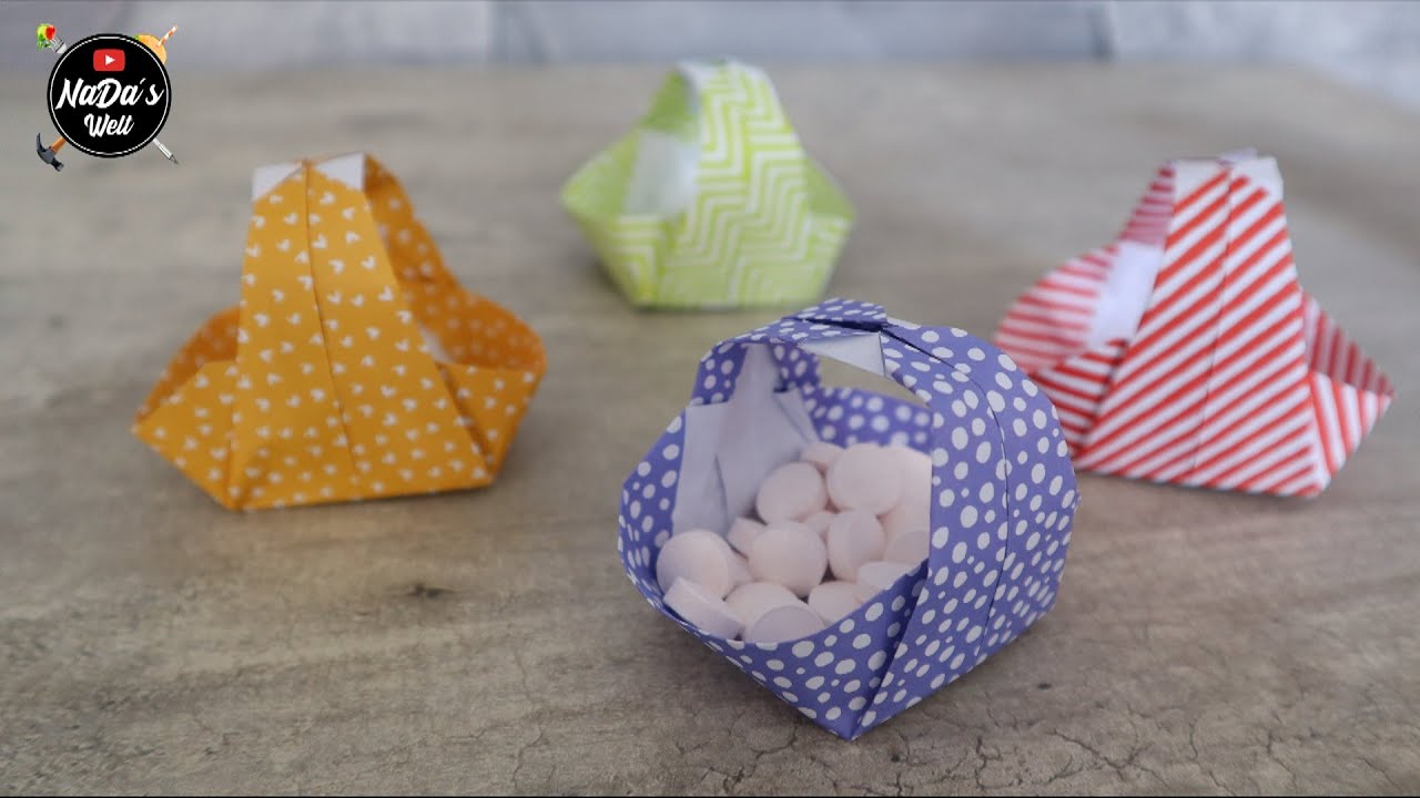 Origami Körbchen falten, DIY / Korb aus Origami Papier falten / Basteln & Gestalten