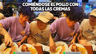 GLOGLO COMIÉNDOSE SU POLLO A LA BRASA CON TODAS SUS TÉMPERAS