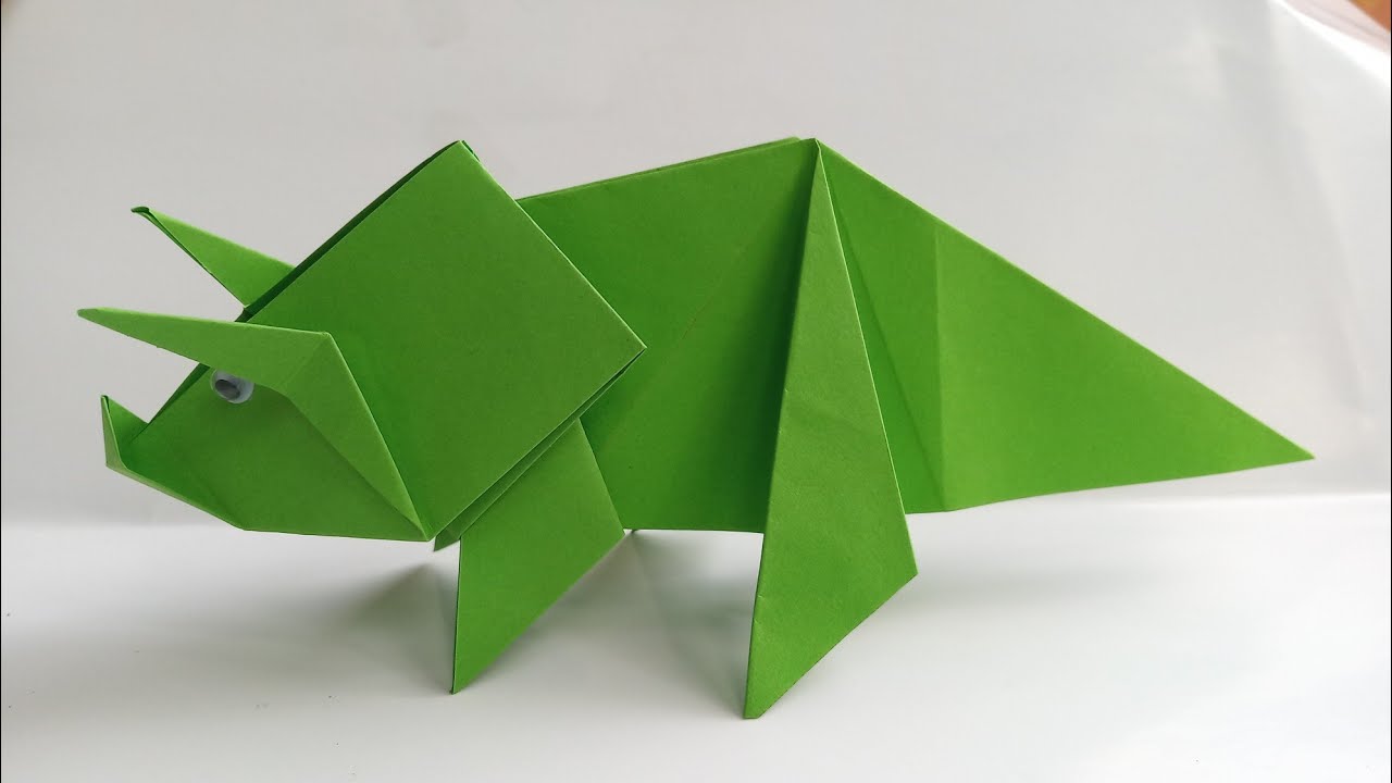  Cara membuat origami  dinosaur triceratops YouTube