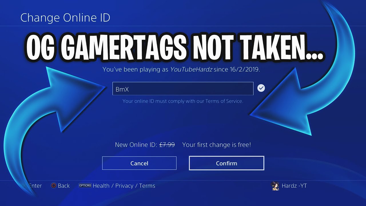 og gamertags not taken 2017 list