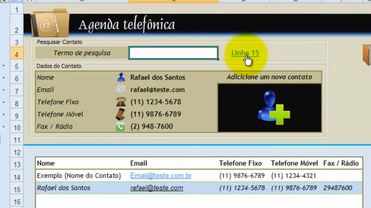 Agenda telefonica Excel - YouTube