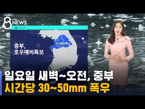 [날씨] 일요일 새벽~오전, 중부 시간당 30~50mm 폭우 / SBS