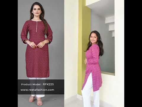 Reeta Fashion Traditional Wine Soft Crepe Print Kurti | www.reetafashion.com