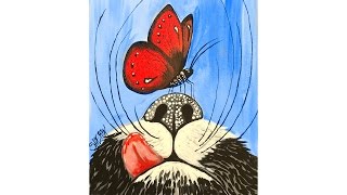 butterfly acrylic beginners painting cat canvas nose paintings easy paint sherpa tutorials drawing traceable lesson outlook