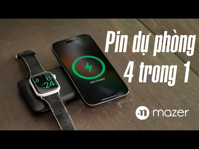 Trên tay pin dự phòng Mazer 4 trong 1: Magsafe iPhone, Apple Watch, USB-C và USB-A
