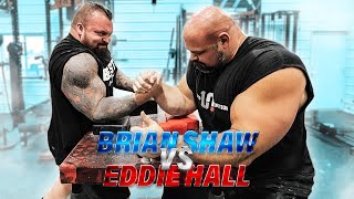 BRIAN SHAW VS. EDDIE HALL ARM WRESTLING  **CRACKED HIS ARM**